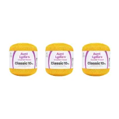 Aunt Lydia Classic Golden Yellow Crochet - 3 Pack of 350y/320m - Cotton - Gauge 10 - Crochet