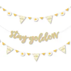 Big Dot of Happiness Golden Birthday - Happy Birthday Party Letter Banner Decoration No-Mess Real Gold Glitter Stay Golden Banner Letters
