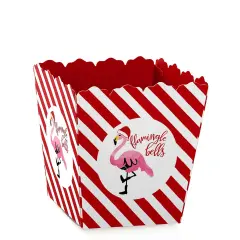 Big Dot of Happiness Flamingle Bells - Party Mini Favor Boxes - Tropical Flamingo Christmas Party Treat Candy Boxes - Set of 12