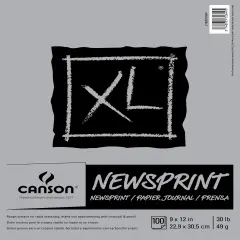 Canson XL Rough Newsprint Paper Pad 9"X12"-100 Sheets