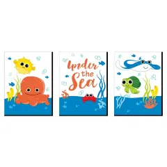 Big Dot of Happiness Under the Sea Critters - Nursery Wall Art and Kids Room Decorations - Christmas Gift Ideas - 7.5 x 10 inches - Set of 3 Prints