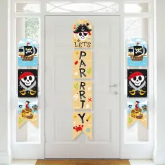 Big Dot of Happiness Pirate Ship Adventures - Hanging Vertical Paper Door Banners - Skull Birthday Party Wall Decoration Kit - Indoor Door Decor