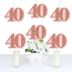 Big Dot of Happiness 40th Pink Rose Gold Birthday - Decorations DIY Happy Birthday Party Essentials - Set of 20