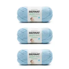 Bernat Softee Baby Cotton Dusk Sky Yarn - 3 Pack of 120g/4.25oz - Blend - 3 DK (Light) - 254 Yards - Knitting/Crochet