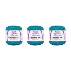 Aunt Lydia Classic Peacock Crochet - 3 Pack of 350y/320m - Cotton - Gauge 10 - Crochet