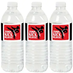 Big Dot of Happiness Karate Master - Martial Arts Birthday Party Water Bottle Sticker Labels - Set of 20