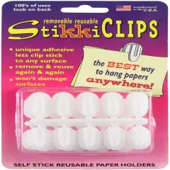 StikkiCLIPS Self-Stick Reusable Paper Holders 30/Pkg-White