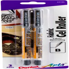 Pentel Arts Gel Roller Fabric Pens 1mm 2/Pkg-Black
