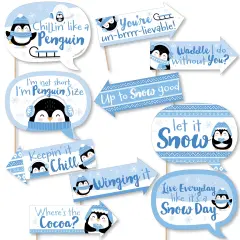 Big Dot of Happiness Funny Winter Penguins - Holiday and Christmas Party Photo Booth Props Kit - 10 Piece