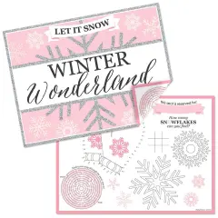 Big Dot of Happiness Pink Winter Wonderland - Paper Holiday Snowflake Birthday Party and Baby Shower Coloring Sheets - Activity Placemats - Set of 16