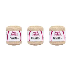 Aunt Lydia Extra Fine Natural Crochet - 3 Pack of 400y/365m - Cotton - Gauge 20 - Crochet