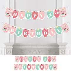 Big Dot of Happiness 2nd Birthday Tea for Two - Garden Second Birthday Party Bunting Banner - Party Decorations - Happy 2nd Birthday
