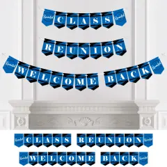 Big Dot of Happiness Reunited Blue - Royal Blue School Class Reunion Party Bunting Banner - Party Decorations - Class Reunion Welcome Back