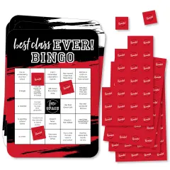 Big Dot of Happiness Reunited Red - Find the Classmate Bingo Cards and Markers - School Class Reunion Party Bingo Game - Set of 18