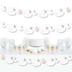 Big Dot of Happiness Swan Soiree - White Swan Baby Shower or Birthday Party DIY Decorations - Clothespin Garland Banner - 44 Pieces