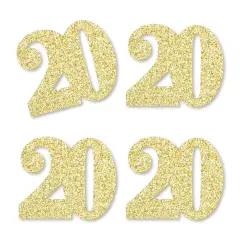 Big Dot of Happiness Gold Glitter 20 - No-Mess Real Gold Glitter Cut-Out Numbers - 20th Birthday Party Confetti - Set of 24