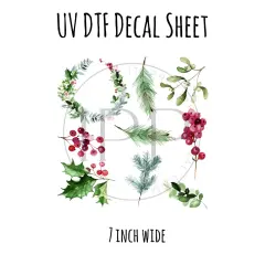 7"x7"- #12- Flynn Inspired Christmas Watercolor- UV DTF Decal SHEET