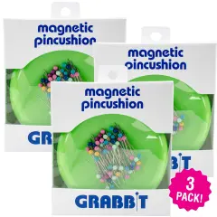 Multipack of 3 - Grabbit Magnetic Pincushion W/50 Pins-Lime