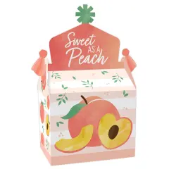 Big Dot of Happiness Sweet as a Peach - Treat Box Party Favors - Fruit Themed Baby Shower or Birthday Party Goodie Gable Boxes - Set of 12