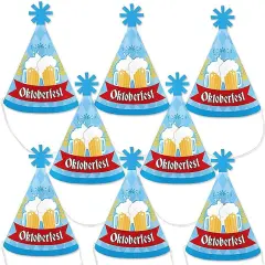 Big Dot of Happiness Oktoberfest - Mini Cone Beer Festival Hats - Small Little Party Hats - Set of 8
