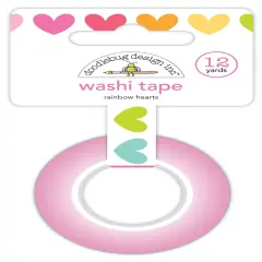 Doodlebug Washi Tape 15mmX12yd-Rainbow Hearts