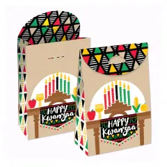 Big Dot of Happiness Happy Kwanzaa - Heritage Holiday Gift Favor Bags - Party Goodie Boxes - Set of 12