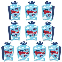 Big Dot of Happiness Taking Flight - Airplane - Table Decorations - Vintage Plane Party Fold and Flare Centerpieces - 10 Count