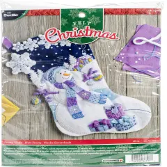 Bucilla Felt Stocking Applique Kit 18" Long-Frosty Night