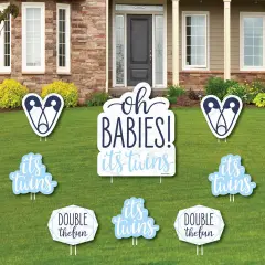Big Dot of Happiness It's Twin Boys - Yard Sign and Outdoor Lawn Decorations - Blue Twins Baby Shower Yard Signs - Set of 8