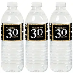 Big Dot of Happiness Adult 30th Birthday - Gold - Birthday Party Water Bottle Sticker Labels - Set of 20