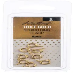 John Bead Spring Ring Clasp 6mm 8/Pkg-18kt Gold Plated