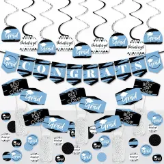 Big Dot of Happiness Light Blue Grad - Best is Yet to Come - Light Blue Graduation Party Supplies Decoration Kit - Decor Galore Party Pack - 51 Pieces