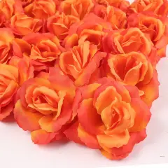 100-Pack: Orange Silk Rose Picks, 8" Stems, 3" Wide by Floral Home&reg;