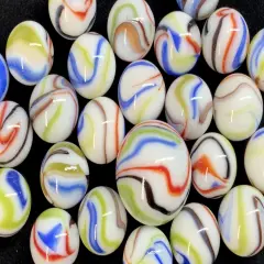 25 MarblesTREE FROG White Green Black Red Blue Stripes Glass game pack Shooter