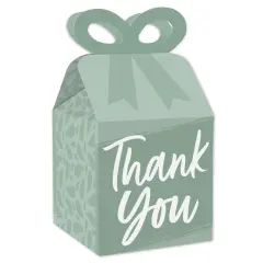 Big Dot of Happiness Sage Green Elegantly Simple - Square Favor Gift Boxes - Guest Party Favors Bow Boxes - Set of 12