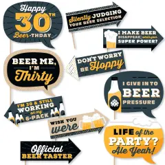 Big Dot of Happiness Funny Cheers and Beers to 30 Years - 30th Birthday Party Photo Booth Props Kit - 10 Piece
