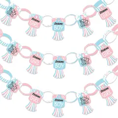 Big Dot of Happiness Baby Gender Reveal - 90 Chain Links and 30 Paper Tassels Decoration Kit - Team Boy or Girl Party Paper Chains Garland - 21 feet