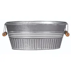 Headwind 14" Galvanized Basin Tub - Oval with White Wash Design, Handles and Drain Holes