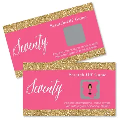 Big Dot of Happiness Chic 70th Birthday - Pink and Gold - Birthday Party Game Scratch Off Cards - 22 Count