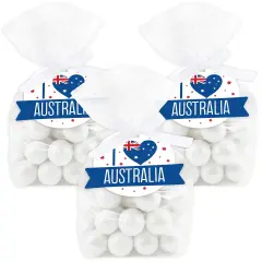 Big Dot of Happiness Australia Day - G&rsquo;Day Mate Aussie Party Clear Goodie Favor Bags - Treat Bags With Tags - Set of 12