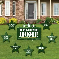 Big Dot of Happiness Welcome Home Hero - Yard Sign and Outdoor Lawn Decorations - Military Army Homecoming Yard Signs - Set of 8
