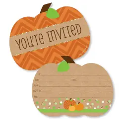 Big Dot of Happiness Pumpkin Patch - Shaped Fill-in Invitations - Fall, Halloween or Thanksgiving Party Invitation Cards with Envelopes - Set of 12