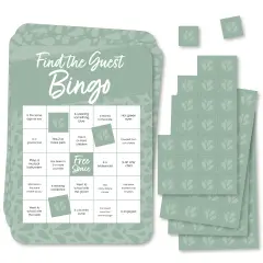 Big Dot of Happiness Sage Green Elegantly Simple - Find the Guest Bingo Cards and Markers - Wedding & Bridal Shower Bingo GameSet of 18