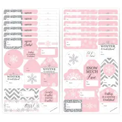 Big Dot of Happiness Pink Winter Wonderland Snowflake Birthday Party and Baby Shower Gift Tag Labels - To and From Stickers - 12 Sheets - 120 Stickers