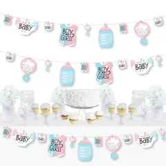 Big Dot of Happiness Baby Gender Reveal - Team Boy or Girl Party DIY Decorations - Clothespin Garland Banner - 44 Pieces