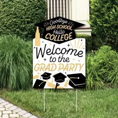 Big Dot of Happiness Hello College Graduation Party Decorations - Grad Party Welcome Yard Sign