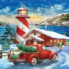 Sunsout A Winter Lighthouse 500 pc Christmas Jigsaw Puzzle 28507