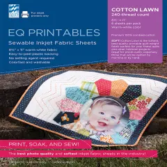 EQ Inkjet Printable Cotton Lawn Fabric Sheets 8.5"X11"-6/Pkg