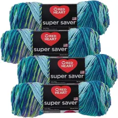 (Pack of 4) Red Heart Super Saver Yarn-Wildflowers