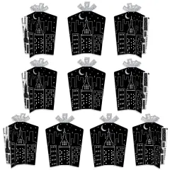 Big Dot of Happiness Nighttime City Skyline - Table Decorations - New York Party Fold and Flare Centerpieces - 10 Count